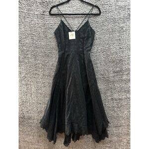 New LoveShackFancy Melody Broderie‎ Anglaise Midi Dress Black Size 1/S